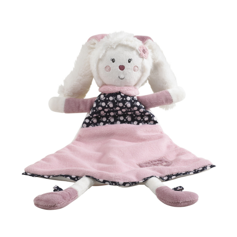  - miss fleur lune - plat lapin rose fleur 30 cm 